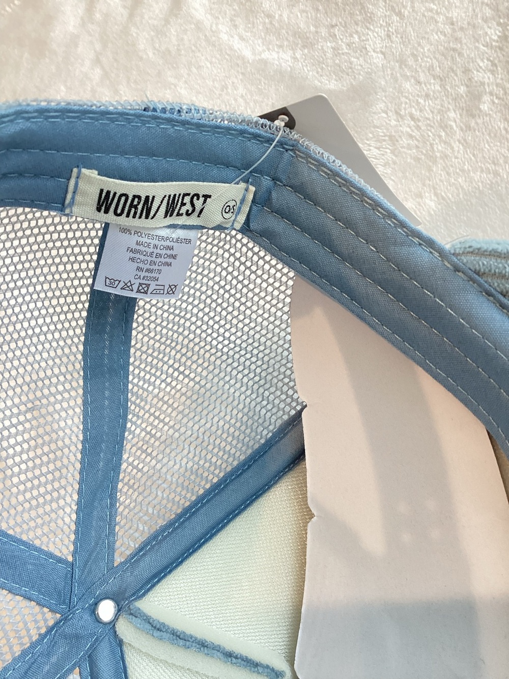 Worn West Après Ski Trucker Hat New Light Sky Blue Corduroy French Alps - Picture 4 of 5